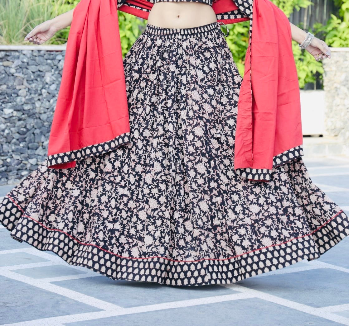 Rajasthani Skirt Maxi- Black