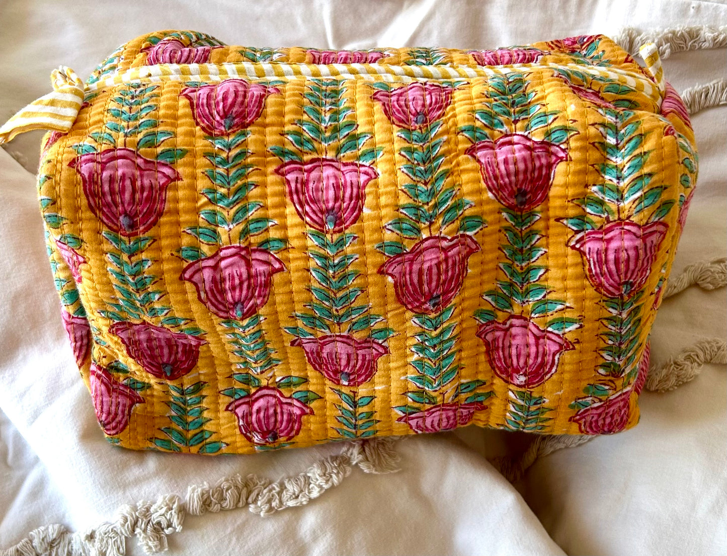 Hand Printed Bohemian Pouches Toiletry Bag Set of Three