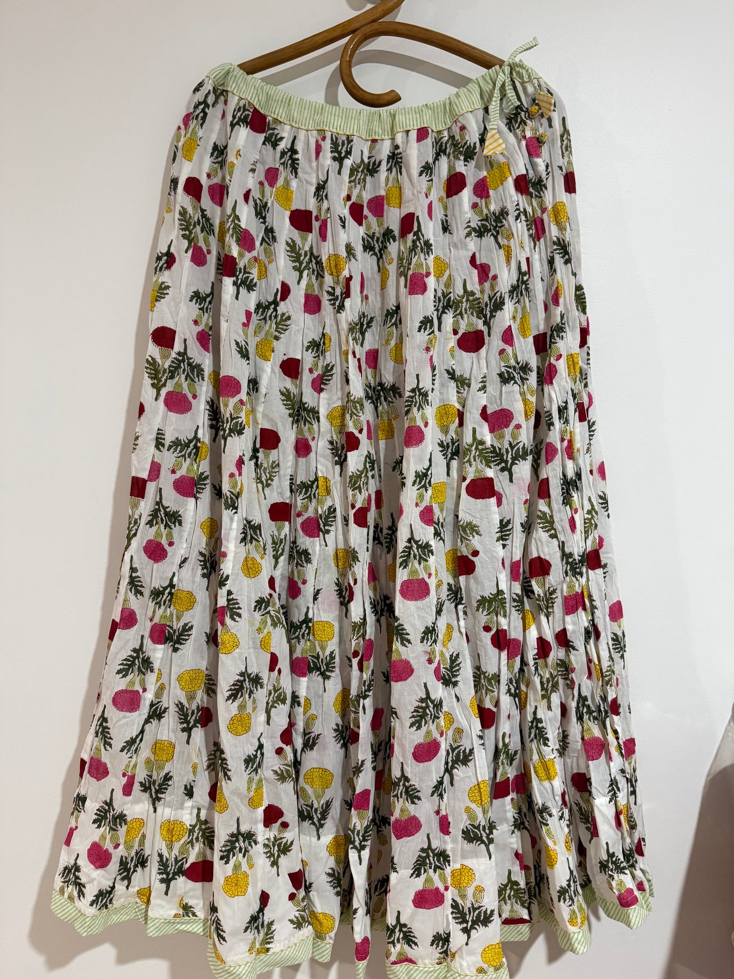 Rajasthani Skirt Maxi- White Marigold print