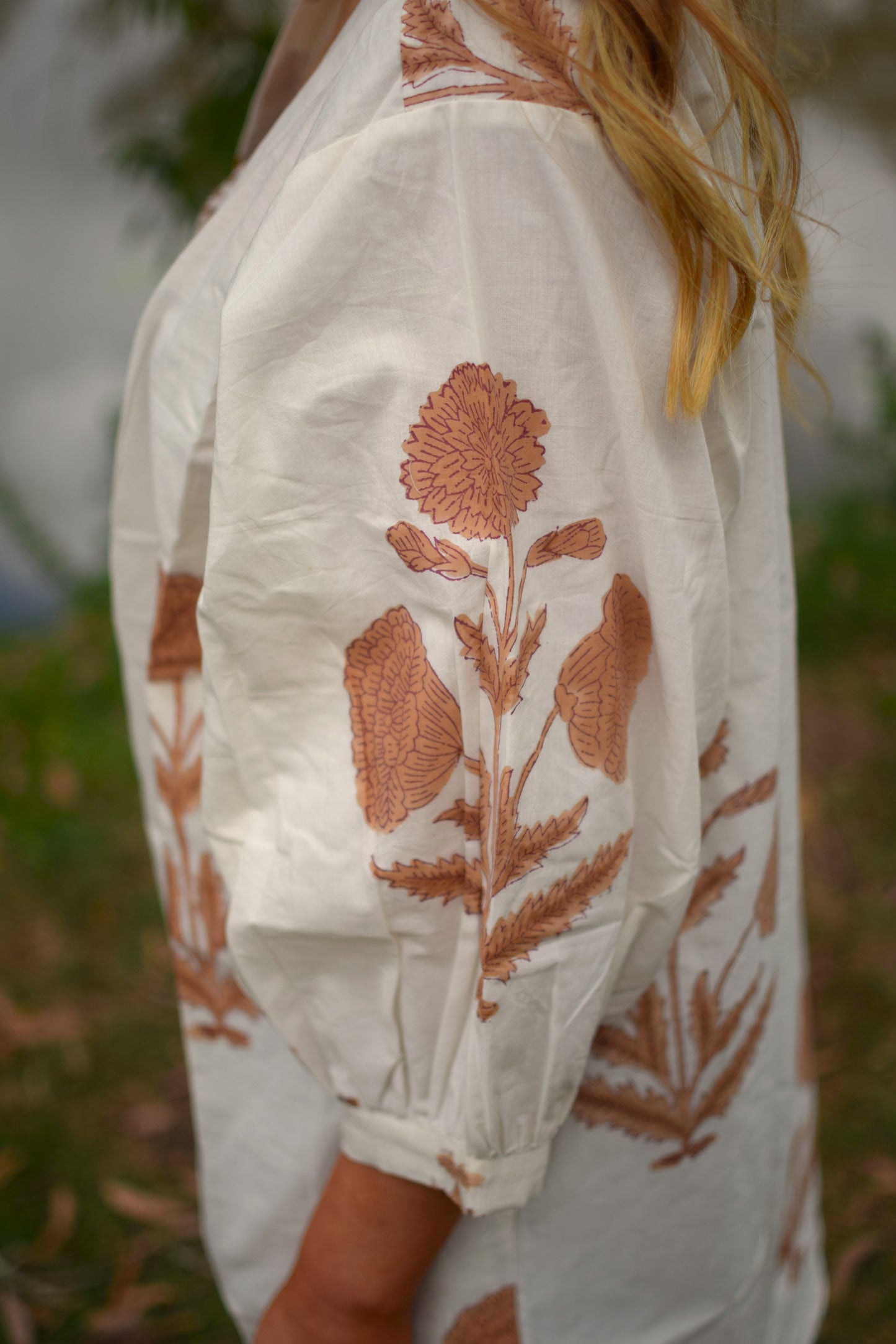 Karma Jacket - White with Beige Marigold