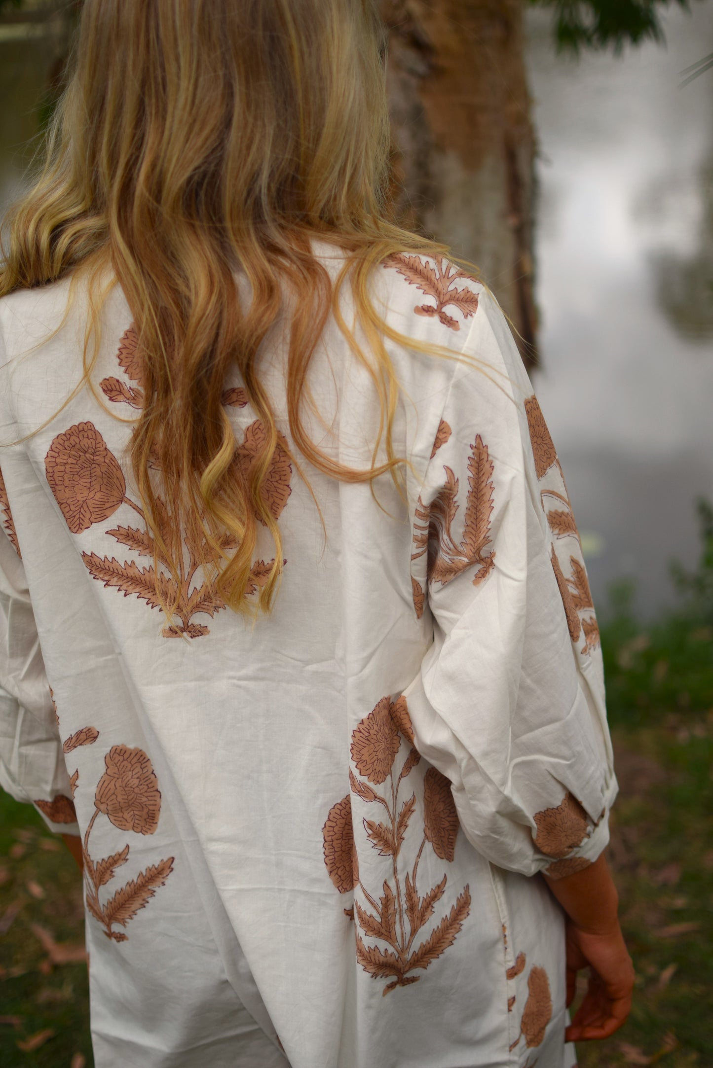 Karma Jacket - White with Beige Marigold