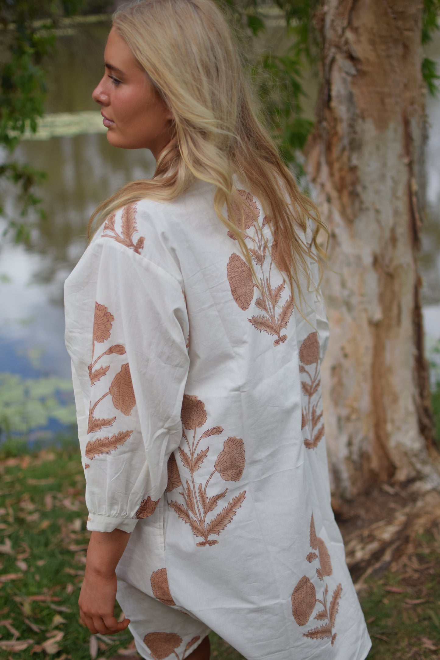 Karma Jacket - White with Beige Marigold