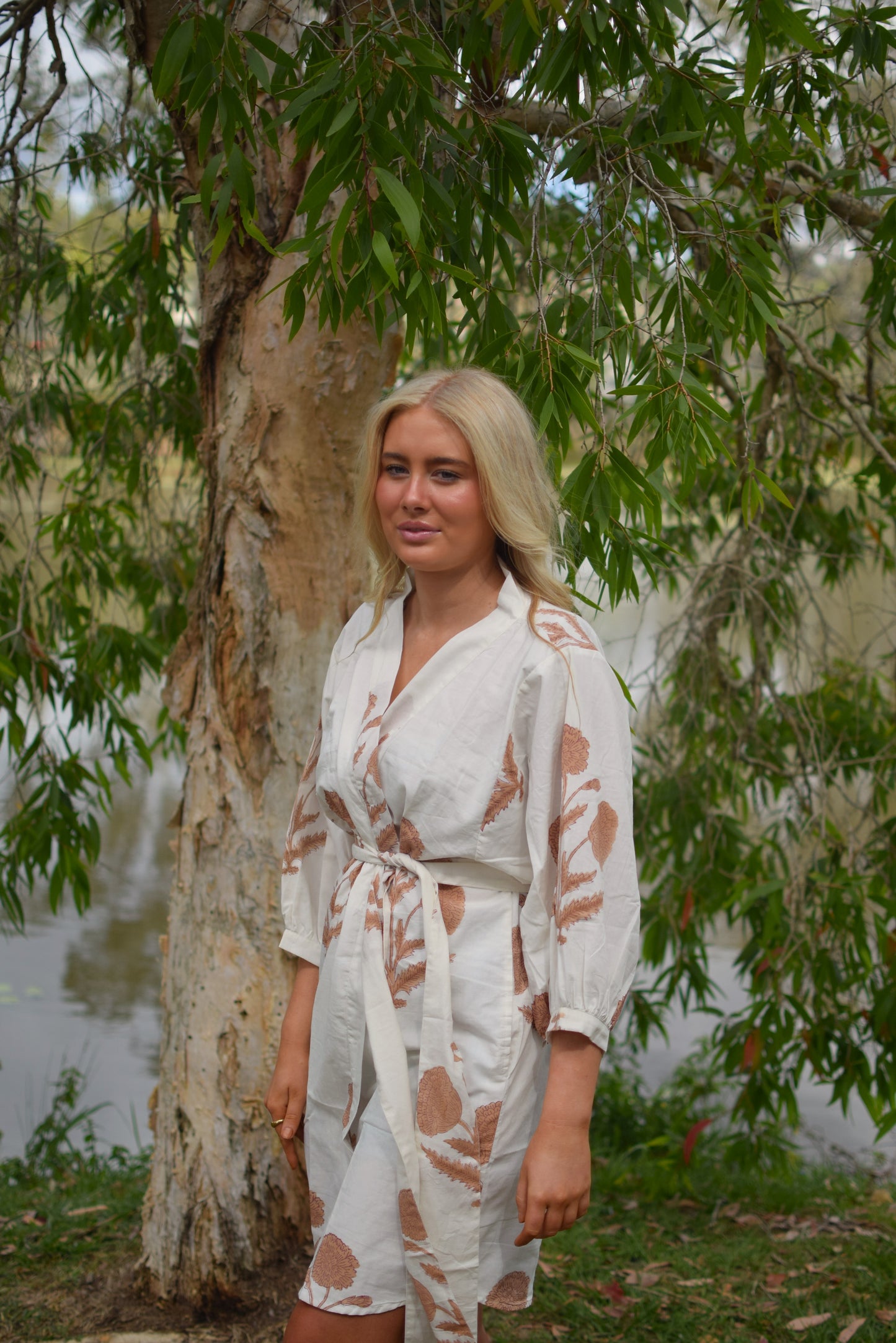 Karma Jacket - White with Beige Marigold