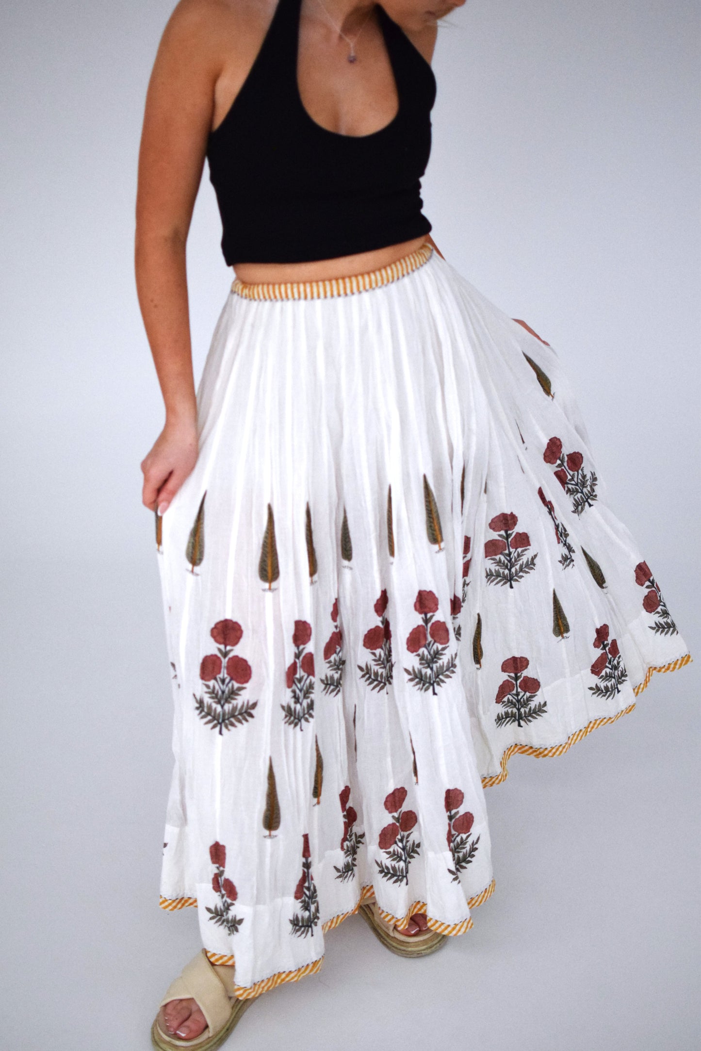 Rajasthani Skirt Maxi- White with Print