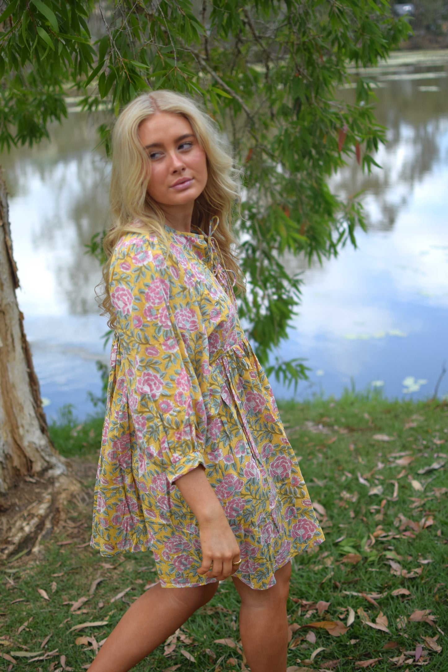 Frida Mini Dress - Lemon and Pink