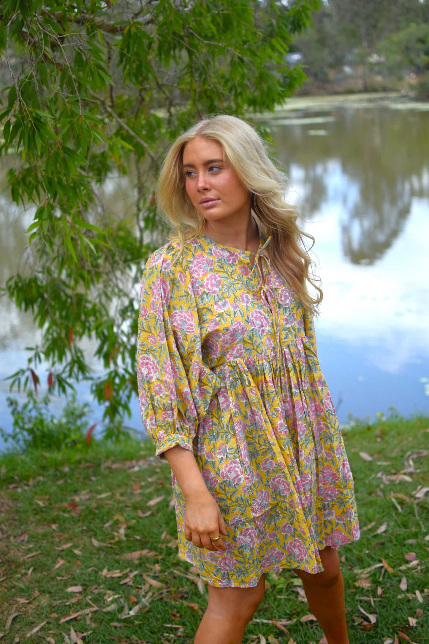 Frida Mini Dress - Lemon and Pink