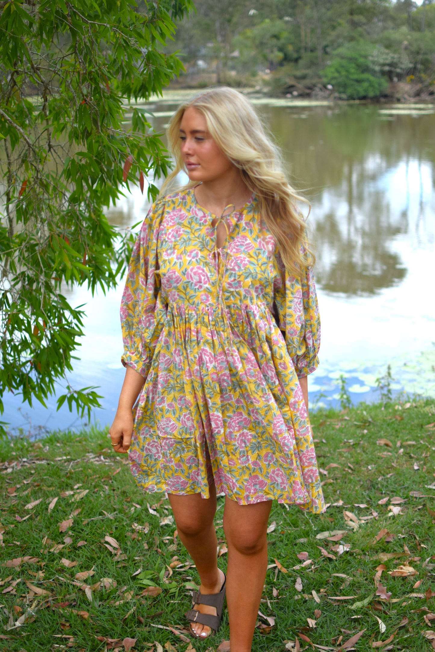 Frida Mini Dress - Lemon and Pink