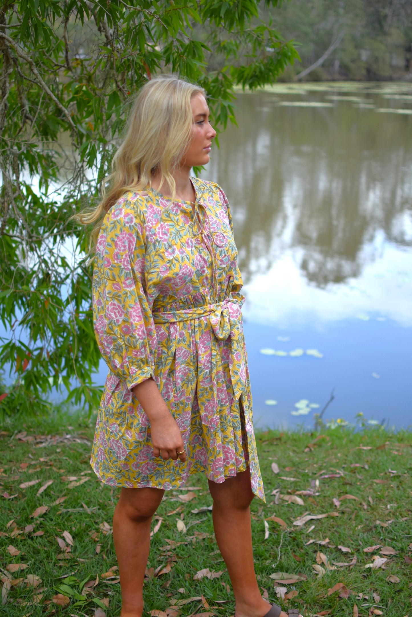 Frida Mini Dress - Lemon and Pink
