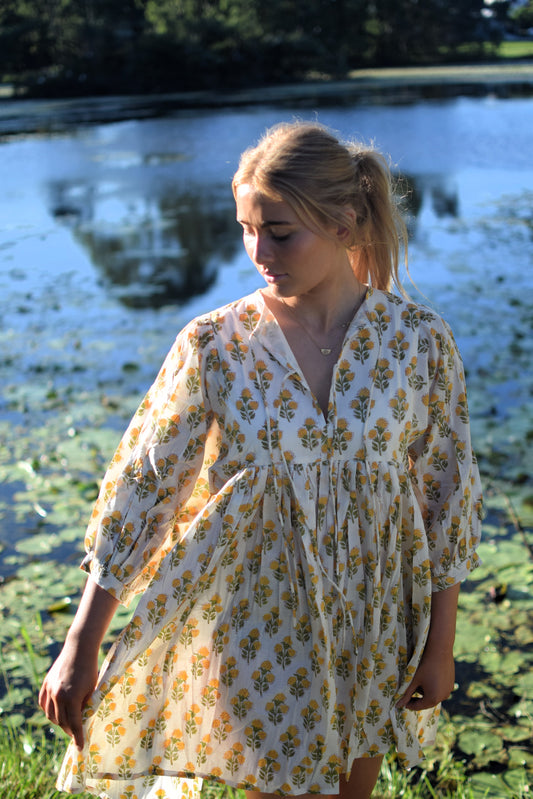 Frida Mini Dress - Yellow Kerria