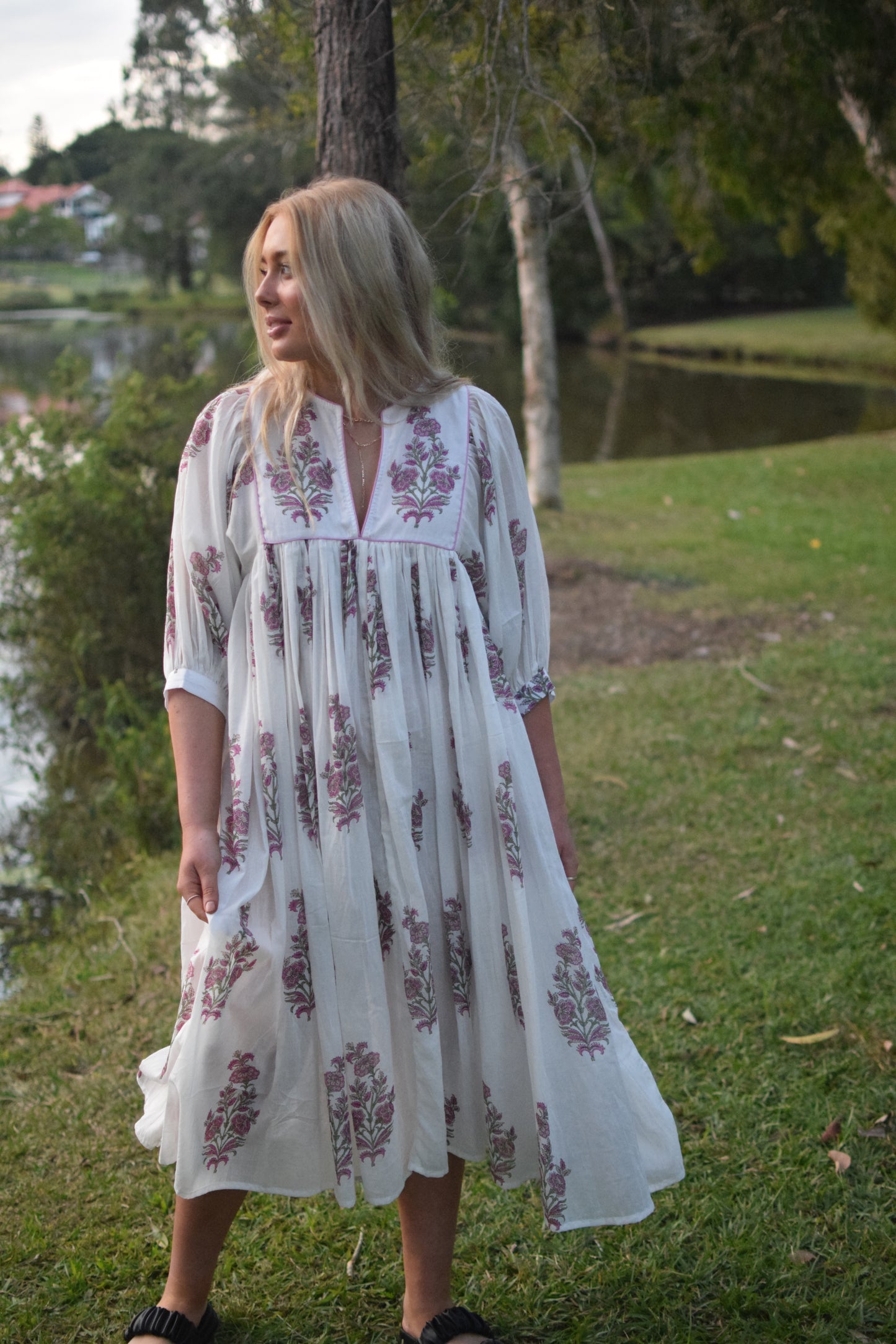 Rose Midi Dress - White