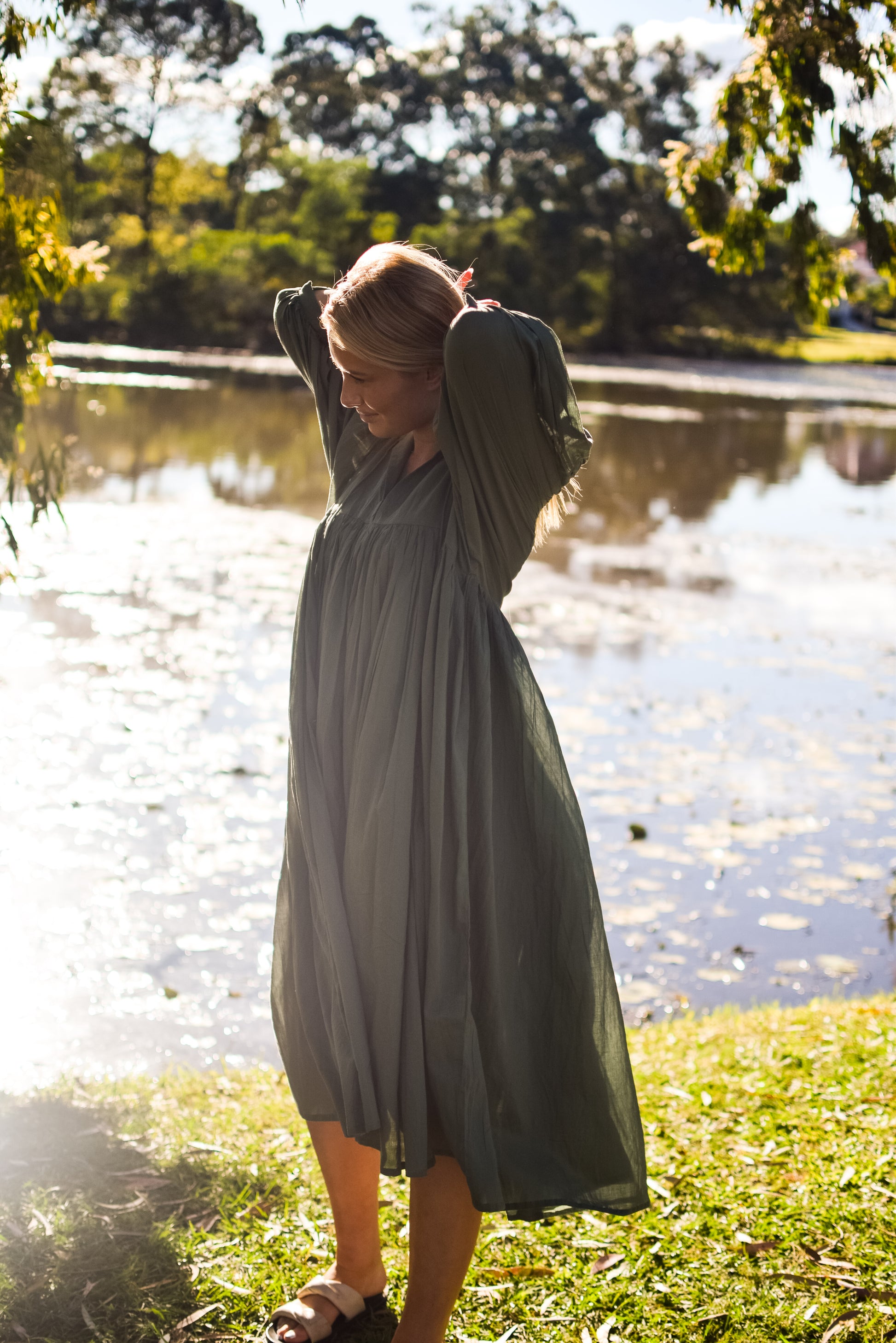 Lani Midi Dress - Sagewood Namaste Slow Fashion Lani Midi Dress - Sagewood Namaste Slow Fashion