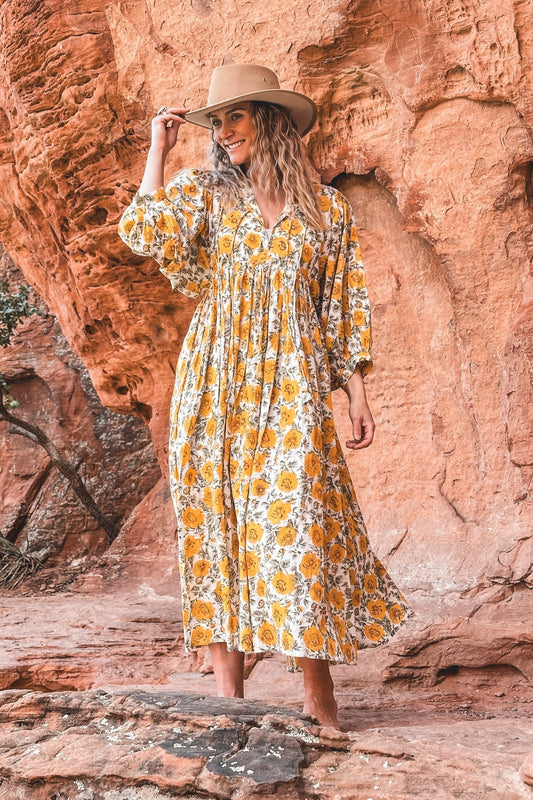Frida Midi Dress - Yellow