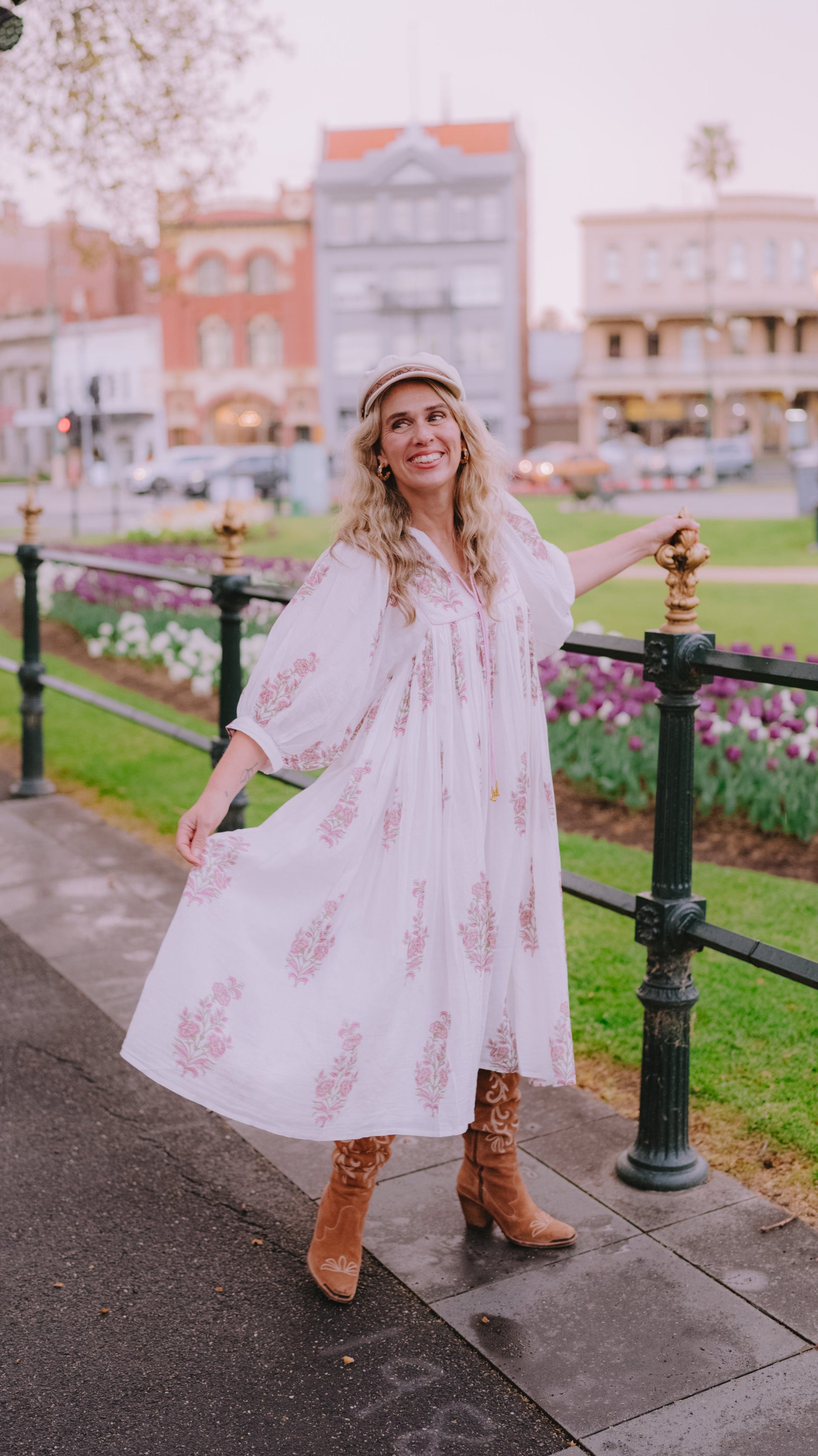 Rose Midi Dress - White- Sale  Namaste Slow Fashion